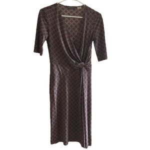 Tommy Bahama 100% Silk Print Draped Short Sleeve Midi Dress size 2 or XS